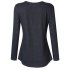 Clearlove Women Scoop Neck Pleated Top Blouse Long Sleeve Tunic Shirt Dark grey 2XL
