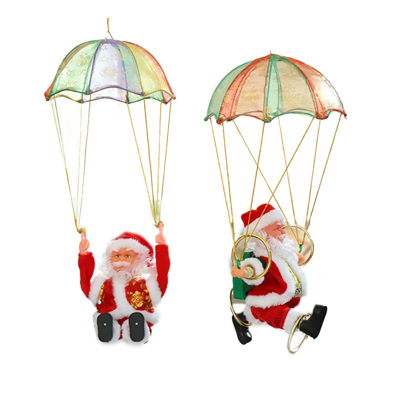 Climbing Santa Electric Toy Christmas Gift Novelty Doll Funny Toys For Children New Year Christmas Party Toy Four circle parachute santa