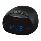 Clock-Controlled LED Alarm Clock with <span style='color:#F7840C'>Radio</span> & Snooze Function Gift Decoration European Specification 13.5 * 6.5 * 13.5CM blue