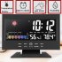 Clock Radio  Alarm Clock With Large Color Voice Controlled Touch Screen  USB Cable  Humidity Test  5 in 1 Meteorological Station For Bedroom  Living Room Black 