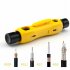 Coax Stripper  Coaxial Cable Stripper With Wear Resistant Blade  Pen Clip  Built in Spring  Portable Coax Stripping Tool For RG59  RG11  RG7  RG6 Yellow  bliste