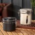 Coffee Canister Coffee Storage Airtight Canister With Measuring Spoon CO2 Release Valve Silicone Rubber Sealing Strip Coffee Canister For Beans Sugar 1 8L White