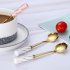 Coffee Stirring Spoon Tableware Ceramic Handle Flower Scoop Stainless Steel Gold Plated Spoons Kitchen Tools Pink gold sakura spoon
