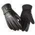 Cold proof Motorcycle Gloves Anti Slip Winter Reflective Windproof Gloves Cycling Fluff Warm Gloves For Touchscreen Full leather black M