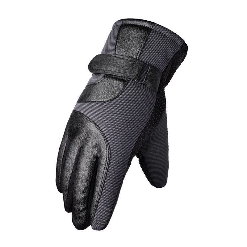 Cold-proof Motorcycle Gloves Anti Slip Winter Reflective Windproof Gloves Cycling Fluff Warm Gloves For Touchscreen gray_M