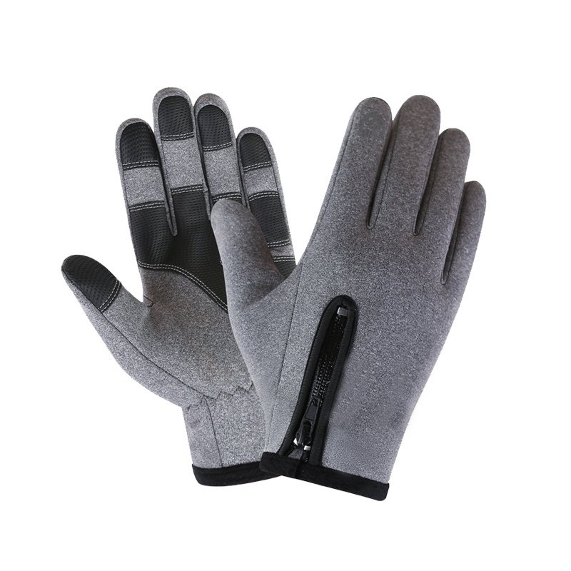 Cold-proof Ski Gloves Waterproof Windproof Anti Slip Winter Gloves Cycling Fluff Warm Gloves For Touchscreen gray_S