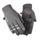 Cold-proof Ski Gloves Anti Slip Winter Reflective Windproof Gloves Cycling Fluff Warm Gloves For Touchscreen gray_M