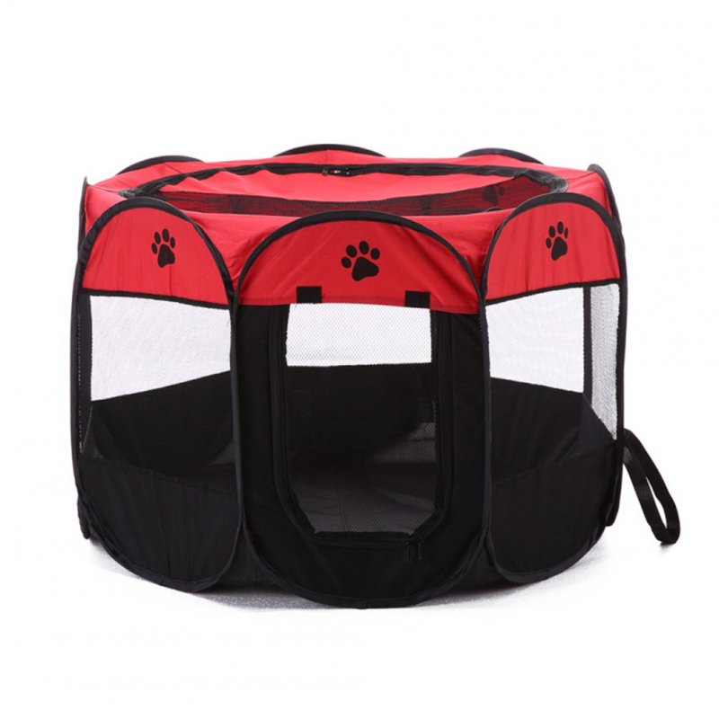 Collapsible Pet Octagonal Tent Pet Octagonal Fence Oxford Cloth Pet Octagonal Cage Cat Dog Cage Pet   red_S
