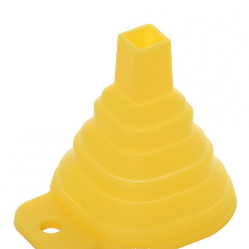 Collapsible Style Silicone Funnel Foldable Hopper for Kitchen Oil Salt Sauce Vinegar yellow_7x8cm