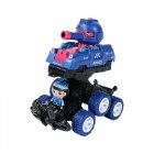 Collision Deformation Tank Car Small Toy Six-wheel Inertia Firing Bullets Impact Deformation Tank Toy For Boys Gifts Navy blue