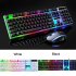 Colorful Backlit Standard Keyboard 104 keys USB Ergonomic Gaming Keyboards and Mouse Combos  black