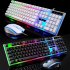 Colorful Backlit Standard Keyboard 104 keys USB Ergonomic Gaming Keyboards and Mouse Combos  white