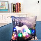 Colorful Christmas Cushion Cover with LED Lights Pillowcase for Sofa Living Room Seat Supplies(without Pillow Inner)