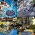 Colorful Led Solar Fountain With Rotating Nozzle High Power Water Pump With Battery Backup For Pond Swimming Pool 6W