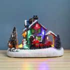 Colorful  Luminous  Small  House Christmas Decoration Small Train Snow House Resin Crafts Christmas Ornaments Little train house