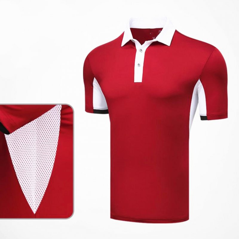 Comfortable Golf Clothes Male Short Sleeve T-shirt Fast Dry and Breathable Shirt YF126 red_M