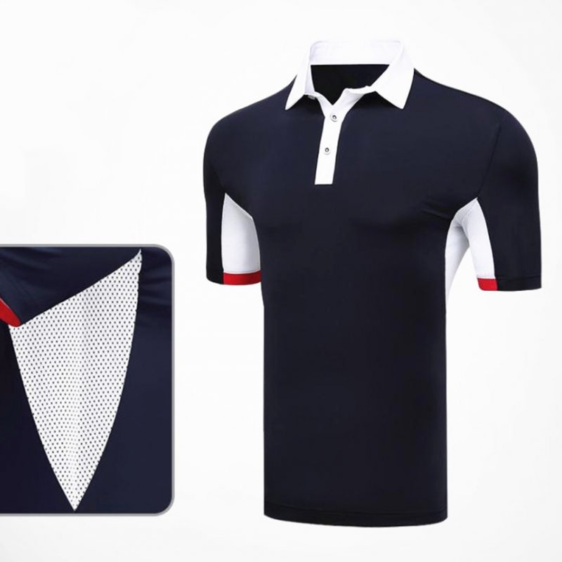 Comfortable Golf Clothes Male Short Sleeve T-shirt Fast Dry and Breathable Shirt YF126 navy blue_M