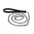 Comfortable Leather Handle Iron Chain Pet Traction Rope Anti Bite Dog Chain black thin long