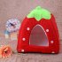 Comfortable Plush Sleeping Nest Soft Cage for Pet Cats Dogs Red strawberry M