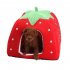 Comfortable Plush Sleeping Nest Soft Cage for Pet Cats Dogs Red strawberry L