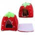 Comfortable Plush Sleeping Nest Soft Cage for Pet Cats Dogs Red strawberry S