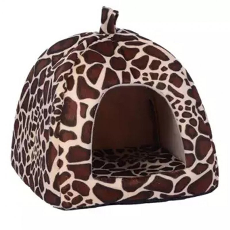 Comfortable Plush Sleeping Nest Soft Cage for Pet Cats Dogs Leopard print_S