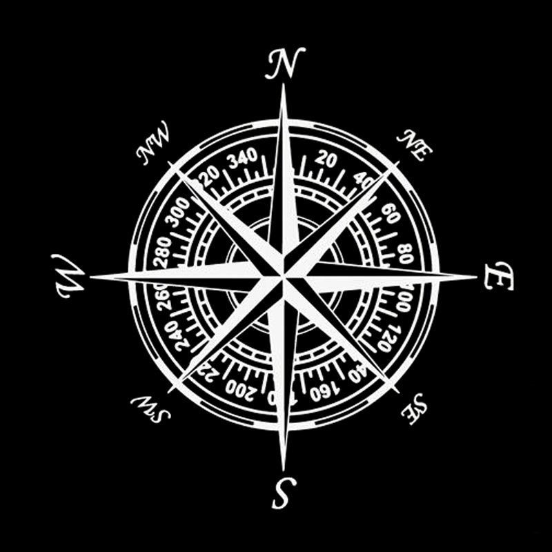 Compass Nautical Navigate Style Vinyl Car-styling Decal Motorcycle Car Sticker white