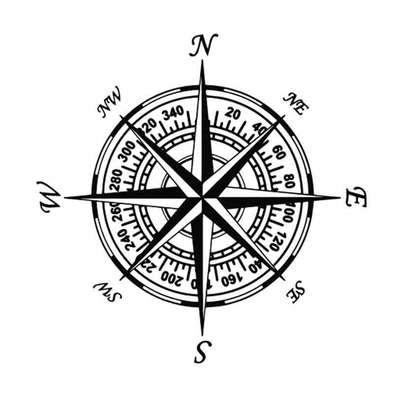 Compass Nautical Navigate Style Vinyl Car-styling Decal Motorcycle Car Sticker black