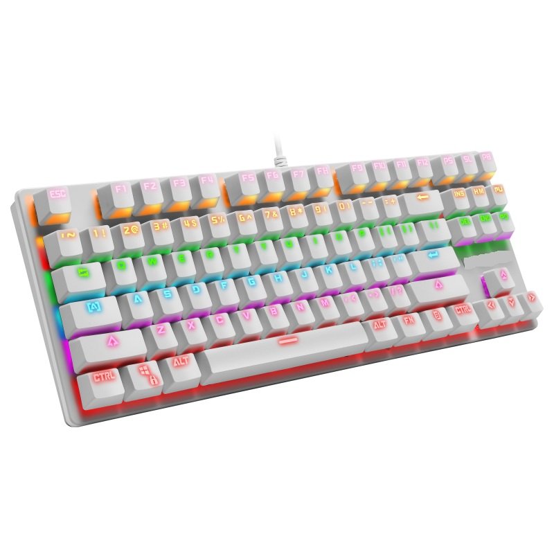 Computer Keyboard Colorful 87-key Gaming Keyboard Office Mechanical Keyboard white