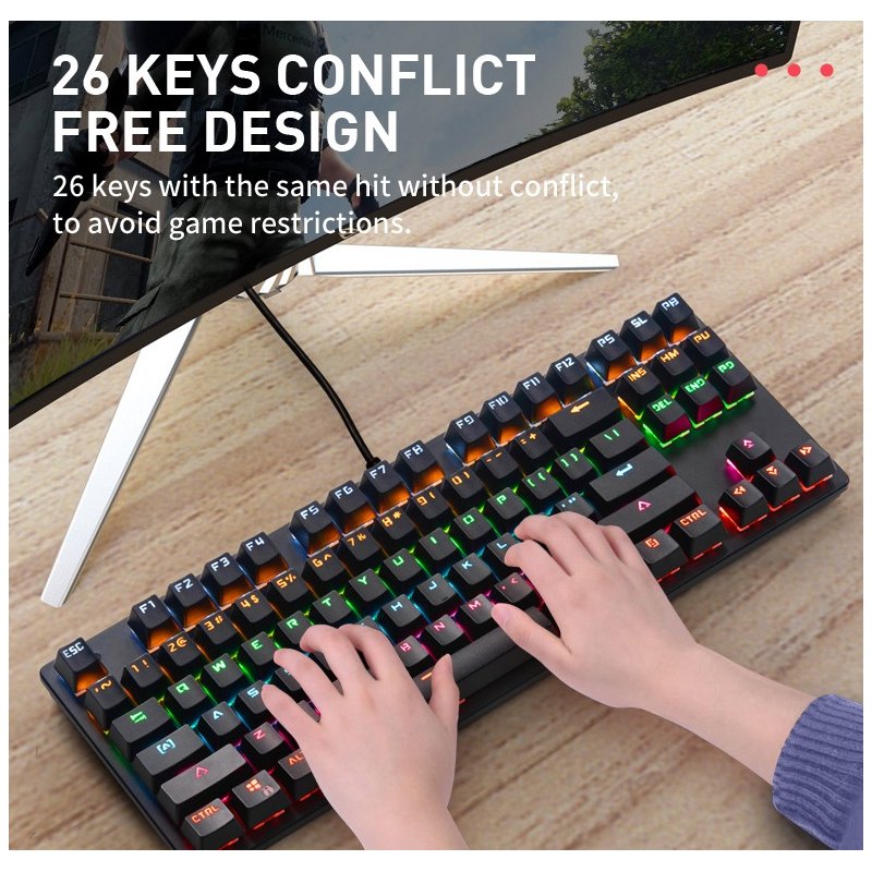 Computer Keyboard Colorful 87-key Gaming Keyboard Office Mechanical Keyboard black