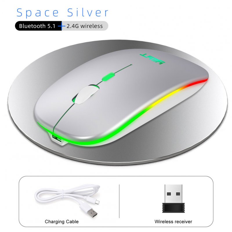 Computer Mouse G852 Rechargeable Silent Bluetooth 2.4g Dual-mode Wireless Mouse Portable Mouse For Office Silver