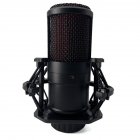 Condenser Recording Microphone Round Multi-function Microphone with Shock mounts black
