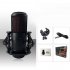 Condenser Recording Microphone Round Multi function Microphone with Shock mounts black
