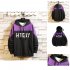Contrast Color Hoodies Sweater with Letters Decor Casual Loose Pullover for Man white L
