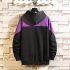 Contrast Color Hoodies Sweater with Letters Decor Casual Loose Pullover for Man black M
