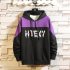 Contrast Color Hoodies Sweater with Letters Decor Casual Loose Pullover for Man black 2XL