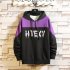 Contrast Color Hoodies Sweater with Letters Decor Casual Loose Pullover for Man black XL