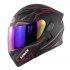 Cool Unisex Double Lens Flip up Motorcycle Helmet Off road Safety Helmet Line red with colorful  lens M