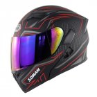 Cool Unisex Double Lens Flip-up Motorcycle Helmet Off-road Safety Helmet Line red with colorful  lens_M