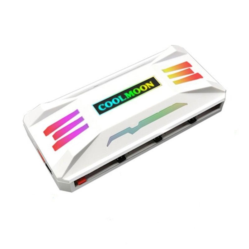 Coolmoon P-argb Controller 4-pin Pwm 5v 3pin Smart RGB Remote Controller Chassis Fan Hub Pc Case Cooling Fan White
