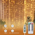 Copper 3 X 3m 300 Led Lamps Lights  String, Usb Charging Remote Control Curtain Lamp String, Waterproof Twinkle Wall Lights For Room Decoration Warm Light