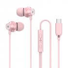 Copper Driver Hifi Sports Headphones In-ear Type-c Wire-controlled Earphones Bass Music Headset for MP3 Phone pink