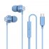 Copper Driver Hifi Sports Headphones In ear Type c Wire controlled Earphones Bass Music Headset for MP3 Phone blue