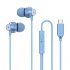 Copper Driver Hifi Sports Headphones In ear Type c Wire controlled Earphones Bass Music Headset for MP3 Phone pink