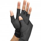 Copper Fiber Arthritis Compression Breathable Half finger Gloves for Rheumatoid Arthritis black L
