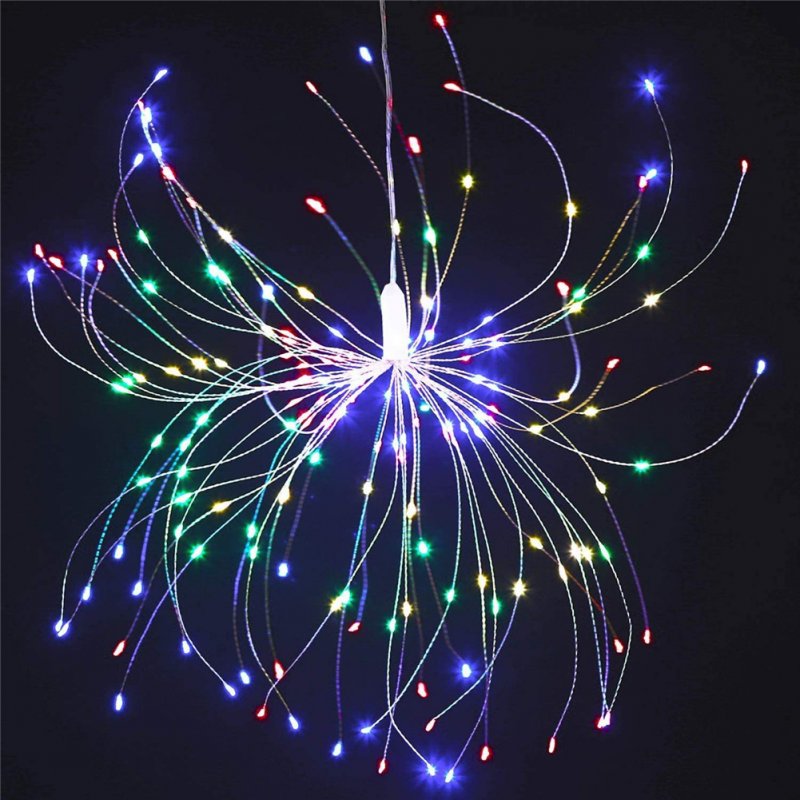 Copper Wire Firework Led Wire  Light Fairy Light Decoration Lamp With 8 Explosion Modes 180 lights (60pcs*3LED)-colorful