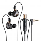 Corded Headphones Hd Microphone 3.5mm Jack Wired Headset Earbud With Ear Hook For Live Singing Recording Black 1.2 meters