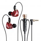 Corded Headphones Hd Microphone 3.5mm Jack Wired Headset Earbud With Ear Hook For Live Singing Recording Red 1.2 meters
