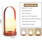 Cordless Table Lamps Rechargeable, Portable Lamp With Built-in 2000mAh Battery, Frosted Ball Lampshade, 3 Color Dimming Table Lamp For Bedroom Sub-red