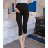 Cotton Abdomen Support Leggings Cropped Trousers for Pregnant Woman  Light gray  plain version  L